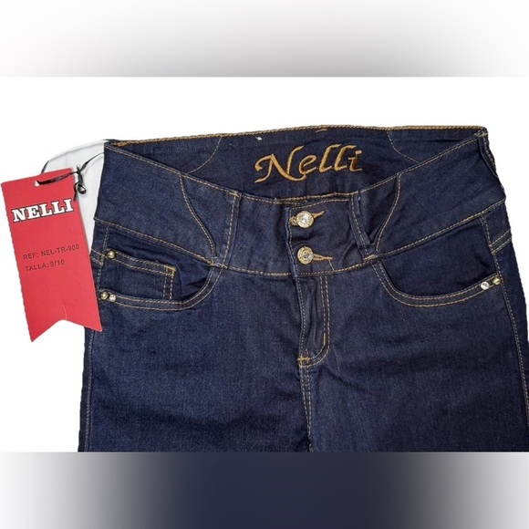NWT Nelli Denim Jeans 9/10 Tall Skinny Bling Sparkly Dark Wash Pants 30x32 - Picture 4 of 10
